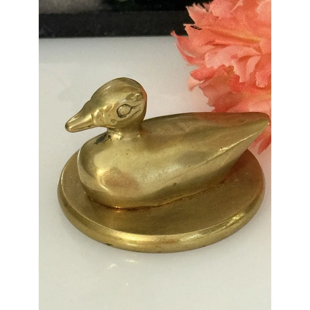Vintage‎ Brass Mallard Duck Paperweight Desk Decor 2.25